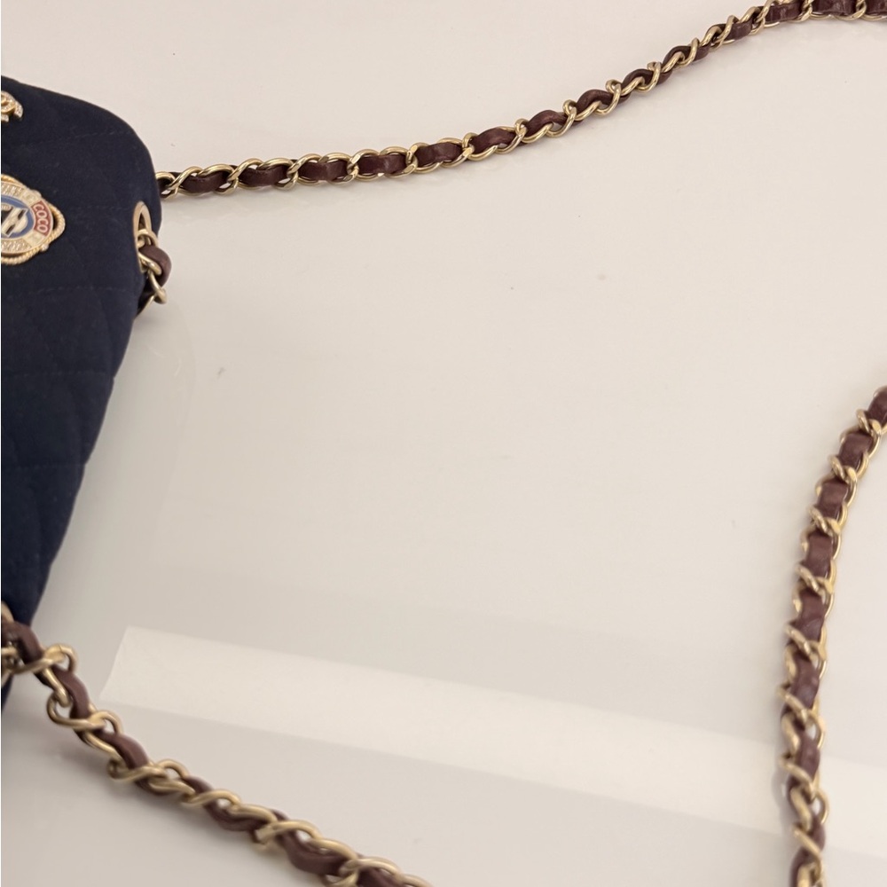 CHANEL Navy Quilted Paris Hamburg Charm Mini Flap Nautical - Picture 10 of 16